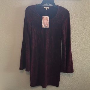 Maroon body con bell sleeve dress